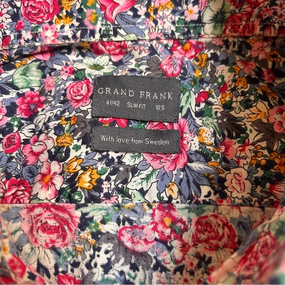 Grand Frank slim fit floral button down Size 16.5 41/42 - Picture 4 of 7